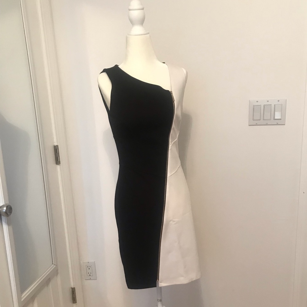 Black and White Zipper Dress